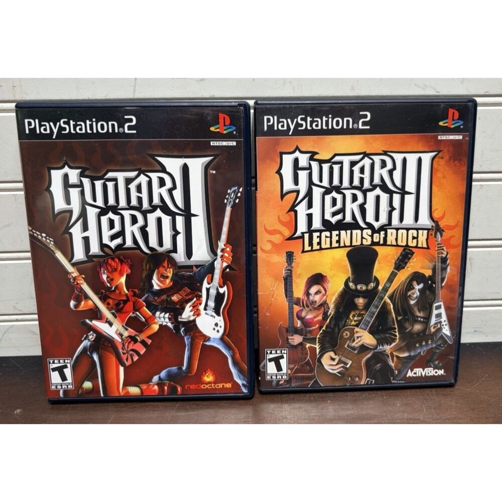 Ps2 Guitar Hero II & Guitar Hero III legends of rock PlayStation 2 games- Tested